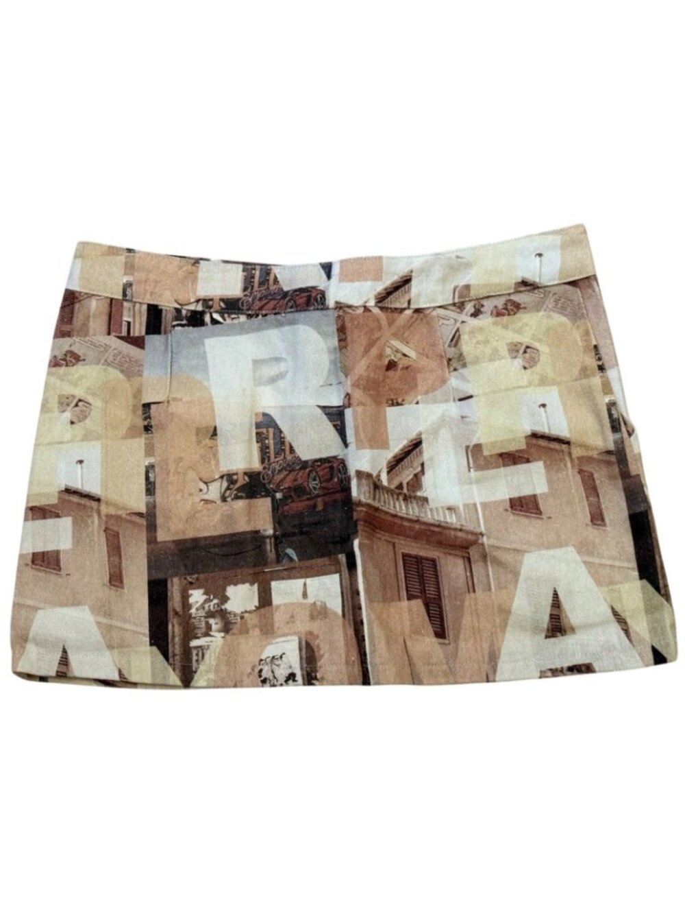 Womens Mini Skirt Neutral Film Graphic A-Line Size 2 NWT Peppermayo On The Edge - Picture 5 of 15